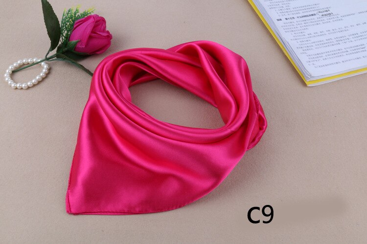 WZCX 60*60cm Frauen Einfarbig Seide Schal Frühling Herbst Neue Einfache Quadratische Schals Für Damen Weibliche schal: 09
