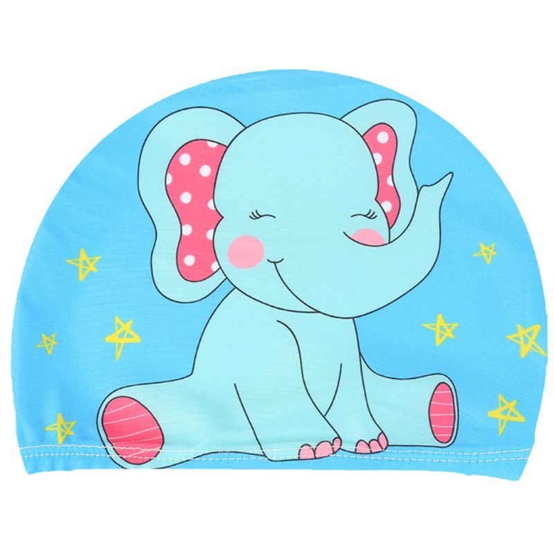 Børn baby svømning hue sød tegneserie dyr udskriver vandtæt beskytte ører blød polyester letvægts unisex svømning tilbehør