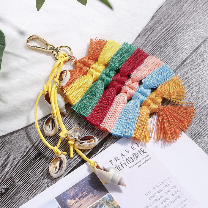 1PC Style Bohemia Leaf Tassel Fringed DIY Jewelry Garments Bag Decorative Accessories Key Chain Pendant Craft Cotton Tassels: 7