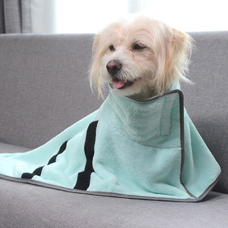 Soft Quick Drying Dog Bathrobes Pet Pajama with Hood Thickened Luxury Soft Cotton Hooded Bathrobe Super Absorbent Dog Bath Towel