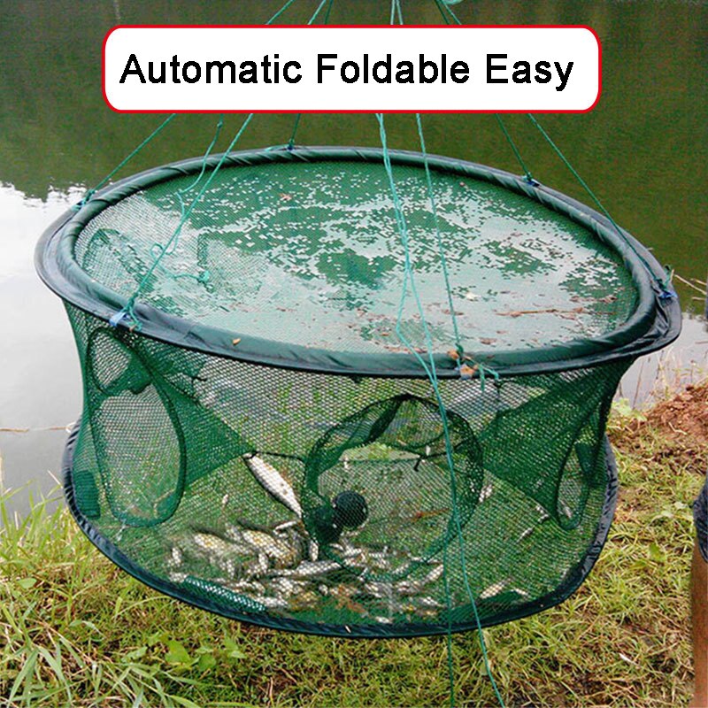 Automatic Fishing Net Trap Cage Foldable Round Shape Fishing Network Shrimp Cast For Crabs Crayfish catcher Dip Fishing Cage