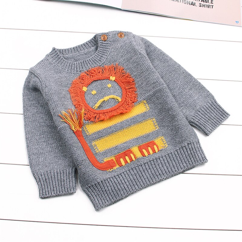 Baby Jungen Mädchen Pullover Stricken Lässige Newborn Lion Pullover Pullover Kleinkind Langen Ärmeln Kinder Jumper Netter Herbst Kleidung