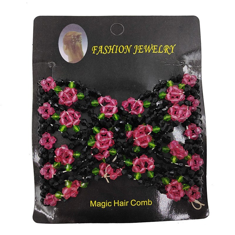 Peigne magique rétro à perles pour femmes, peigne coulissant en métal élastique, accessoires pour cheveux floraux, outil de coiffure, épingle à cheveux pour femmes: 15H