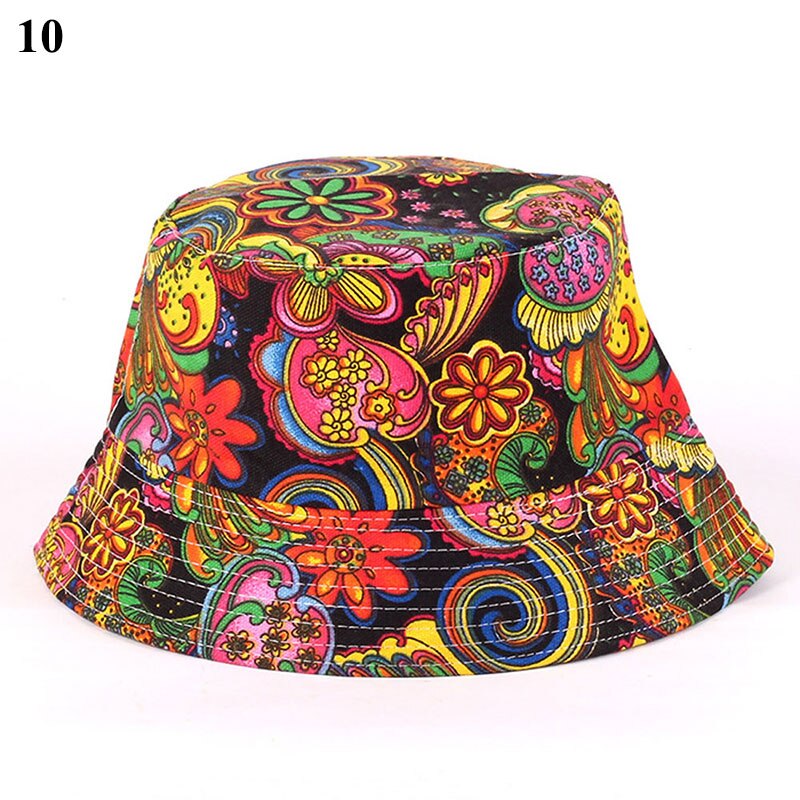 Sun Hat Beach Sunscreen Bucket Cap Unisex Flowers Pattern Bucket Hat Fisherman Hat Travel Beach Round Hats Sunshade Casual Caps: 10