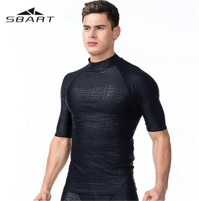 SBART Swimwear Rash Guards Men Quick-Dry Diving Suit Swimsuit Snorkeling Swimming Surfing Rash Guard Short Sleeves T-Shirts