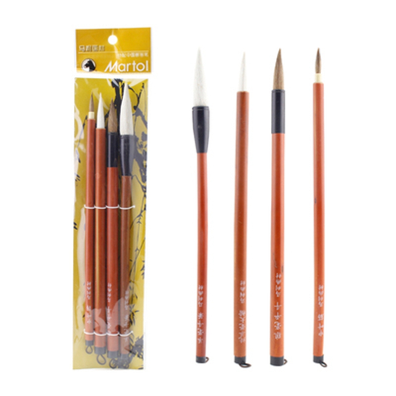 Marie&#39;s Wolf/Schapen Haar Kalligrafieborstel Chinese Schrijven Borstel 4 stks/set Schilderij Tekening Schrijven Borstel Praktijk Levert G1324