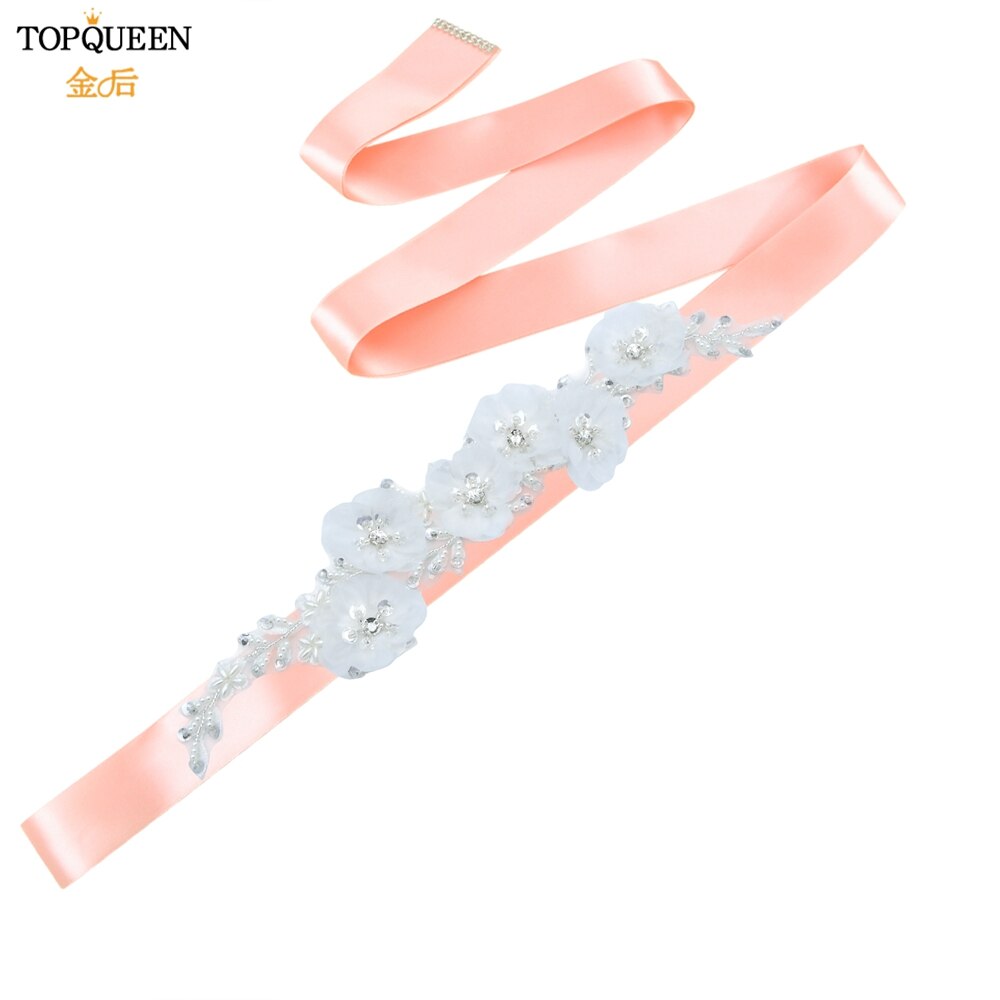 Topqueen Luxe Bruids Riem Applique Riem Met Bloem Bridal Accessoires Sash Vrouwen Witte Bloem Riemen Riem S249: Vntage Pink