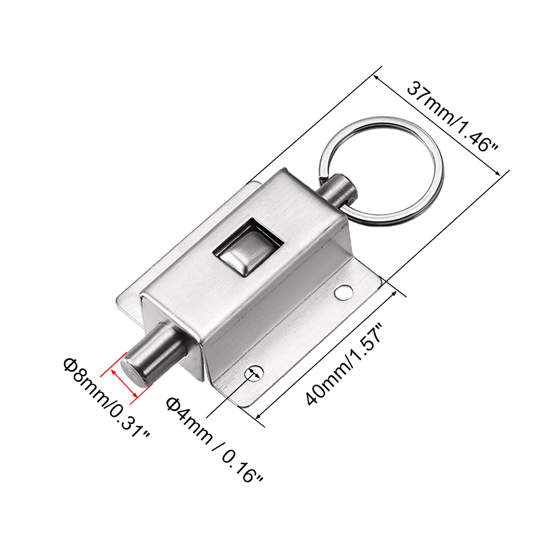 uxcell Door Barrel Bolt, Stainless Steel Ring-Pull Spring Loaded Auto Sliding Latch