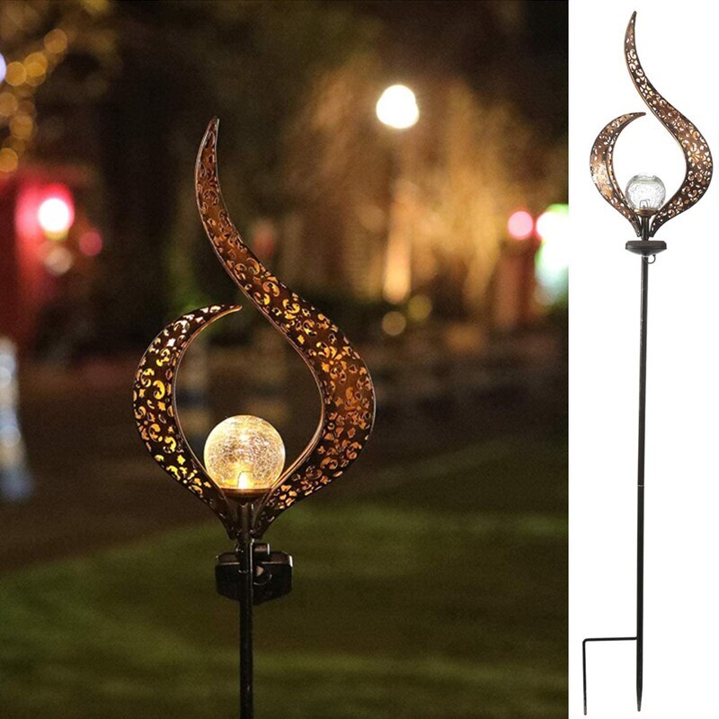 Outdoor Decorations Solar Garden Light Sun Moon Star Flame Waterproof Retro Lamp Stake Garden Yard Lawn Decor Supplies: Flame