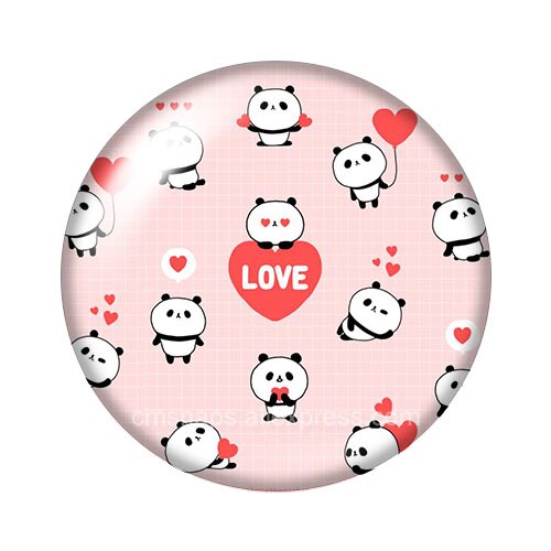 Lovely Panda 18mm snap buttons 10pcs mixed round photo glass cabochon style for snap button jewelry: DB1097-01