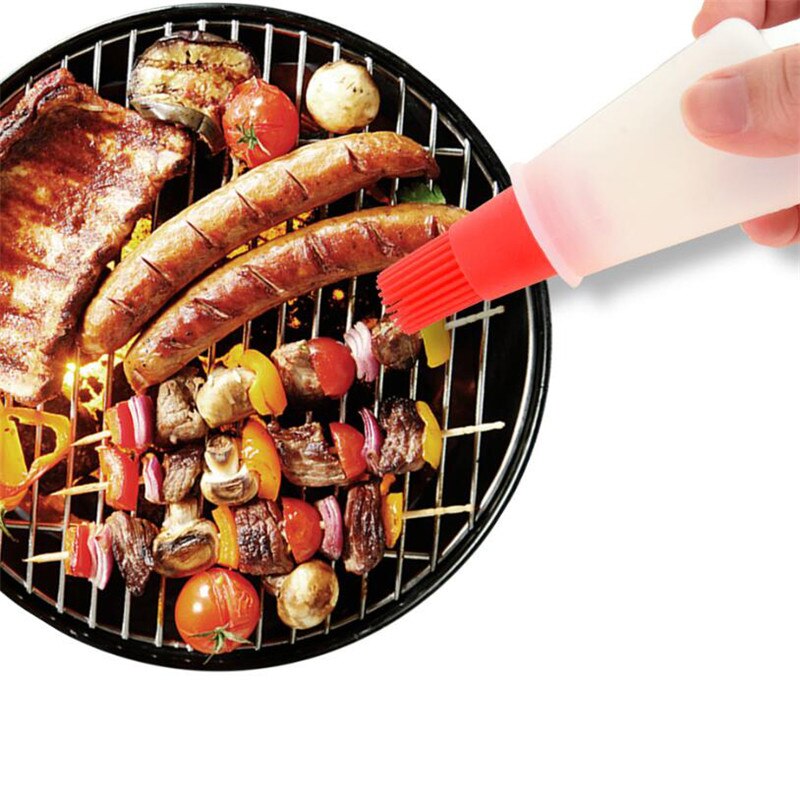 Bouteille d'huile en Silicone Portable avec brosse, brosses à huile pour Grill, huile liquide, pâtisserie, outil de cuisine pour BBQ, 1 pièces