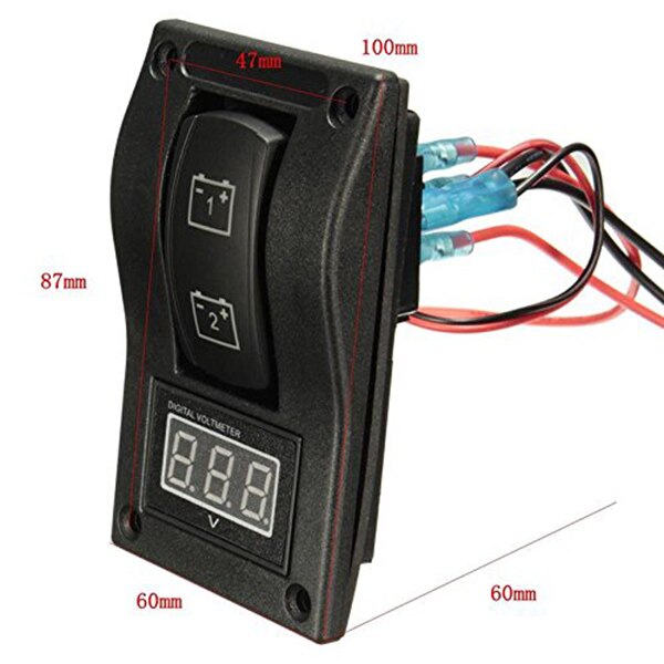 12-24v led dobbelt batteri testpanel vippekontakt bil lastbil marine båd voltmeter 4p on-off-on