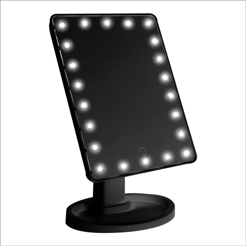 360 Degrees Rotation Makeup Mirror Adjustable 16/22 Leds Lighted LED Screen Portable Luminous Battery Cosmetic Mirrors wyt77: black 22 led