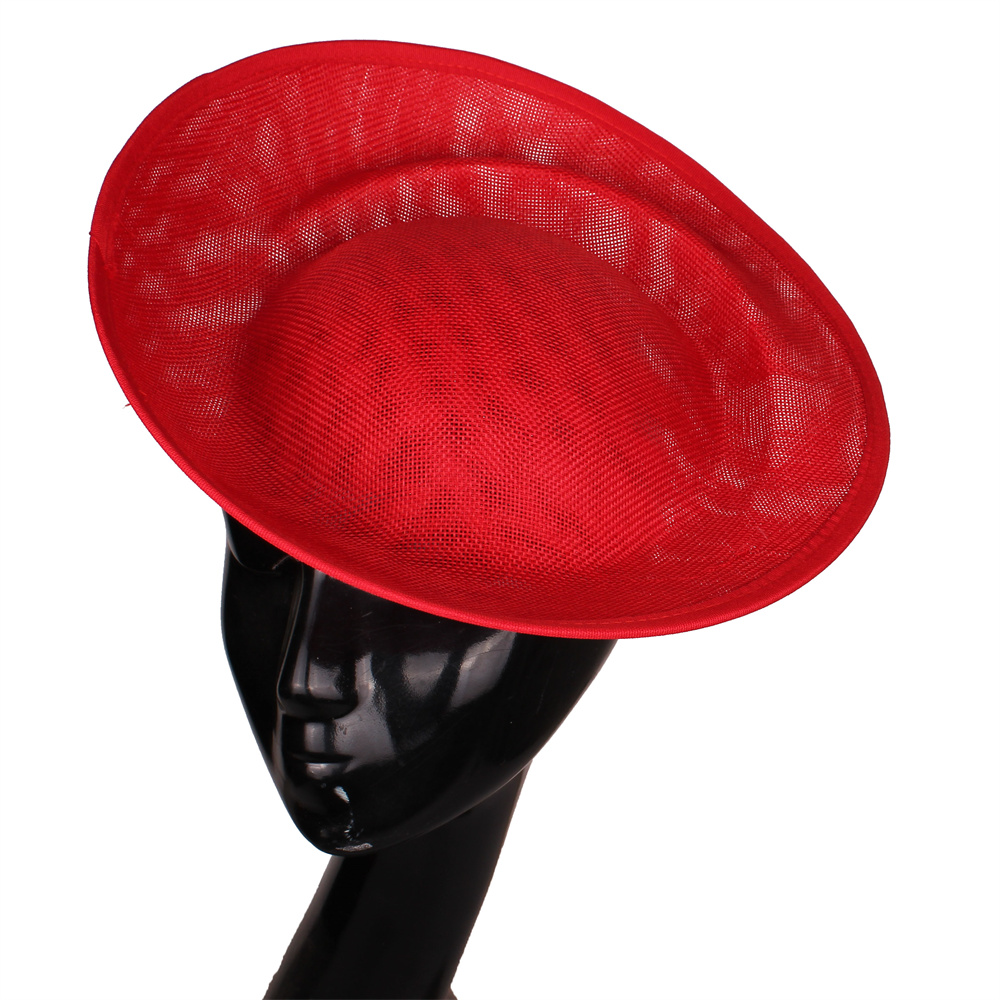 Bride 30CM Round Fascinators Beses Wedding Headdress Ladies Millinery Hat Fascinator DIY Hair Accessories: 5g / Red