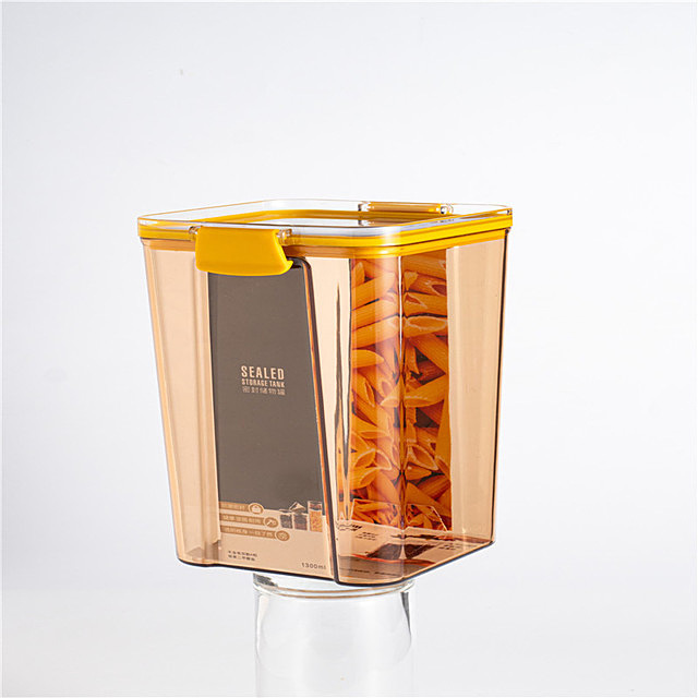 Küche Lagerung Container Snacks Bohnen Reis Nüsse Lebensmittel Lagerung Gläser Kunststoff Behälter Versiegelt Frische Lagerung Küche Liefert: Bernstein Gold 1300ml