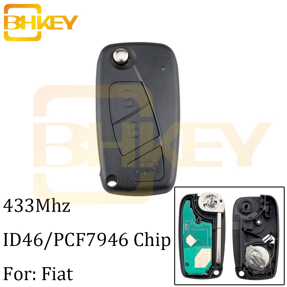 BHKEY 3Buttons Remote Car key For Fiat 433Mhz ID46/PCF7946 Chip For Fiat 500 Panda Idea Punto Stilo Ducato Car keys