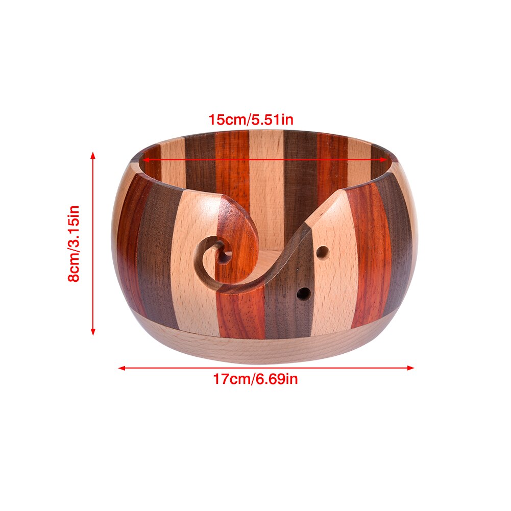 Handmade Wooden Yarn Bowl Premium Round Wool Storage Bowl Wooden Yarn Storage Bowl Organizer Sewing Supplies: Multi