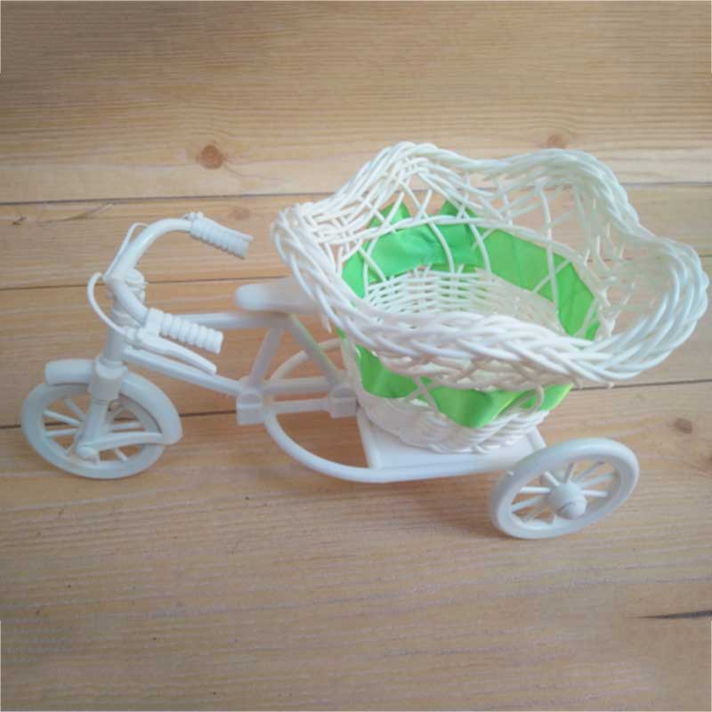Moderne rattan trehjulet cykel kurv have bryllupsfest kontor bord vase opbevaring boligindretning soveværelse vase blomsterdekorationsværktøj: 2