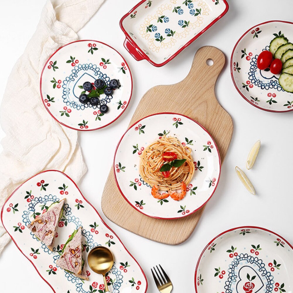 Household Ceramic Dish Fruit Big Fish Dish Pasta Bowl Salad Bowl Soup Plate For Kitchen Dishes Dessert Tray