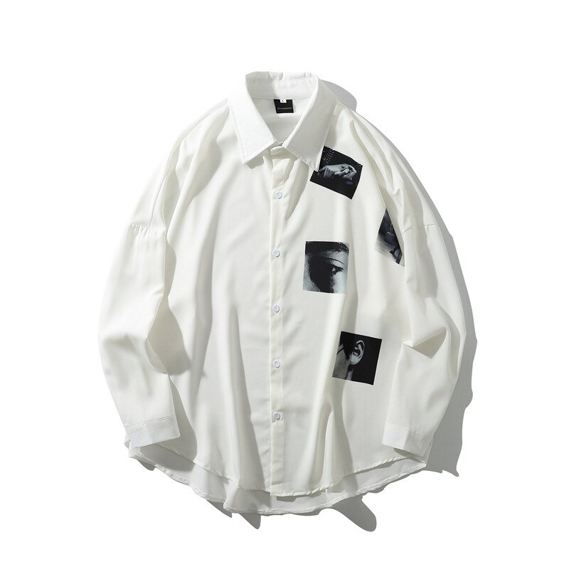 Camisa ruffian Shuai para hombre, coreana, ropa de sensación caída, abrigo de camisa de seda de hielo fina de manga larga, primavera y otoño