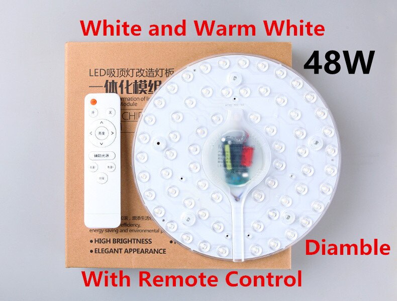 Loftslamper dæmpbar magnet led modul dekoration 24w 36w 48w 64w 80w 5730 smd  ac220v led loftslampe belysningskilde praktisk: Fjernbetjening 48w