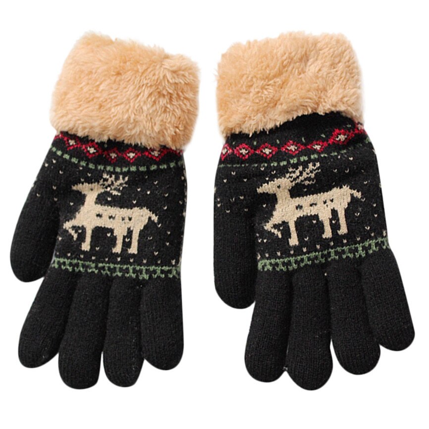 Peuter Baby Leuke Handschoenen Thicken Kerst Fawn Meisjes Jongens Van Winter Warm Handschoenen Voor 8-13 Jaar baby September #2: Black