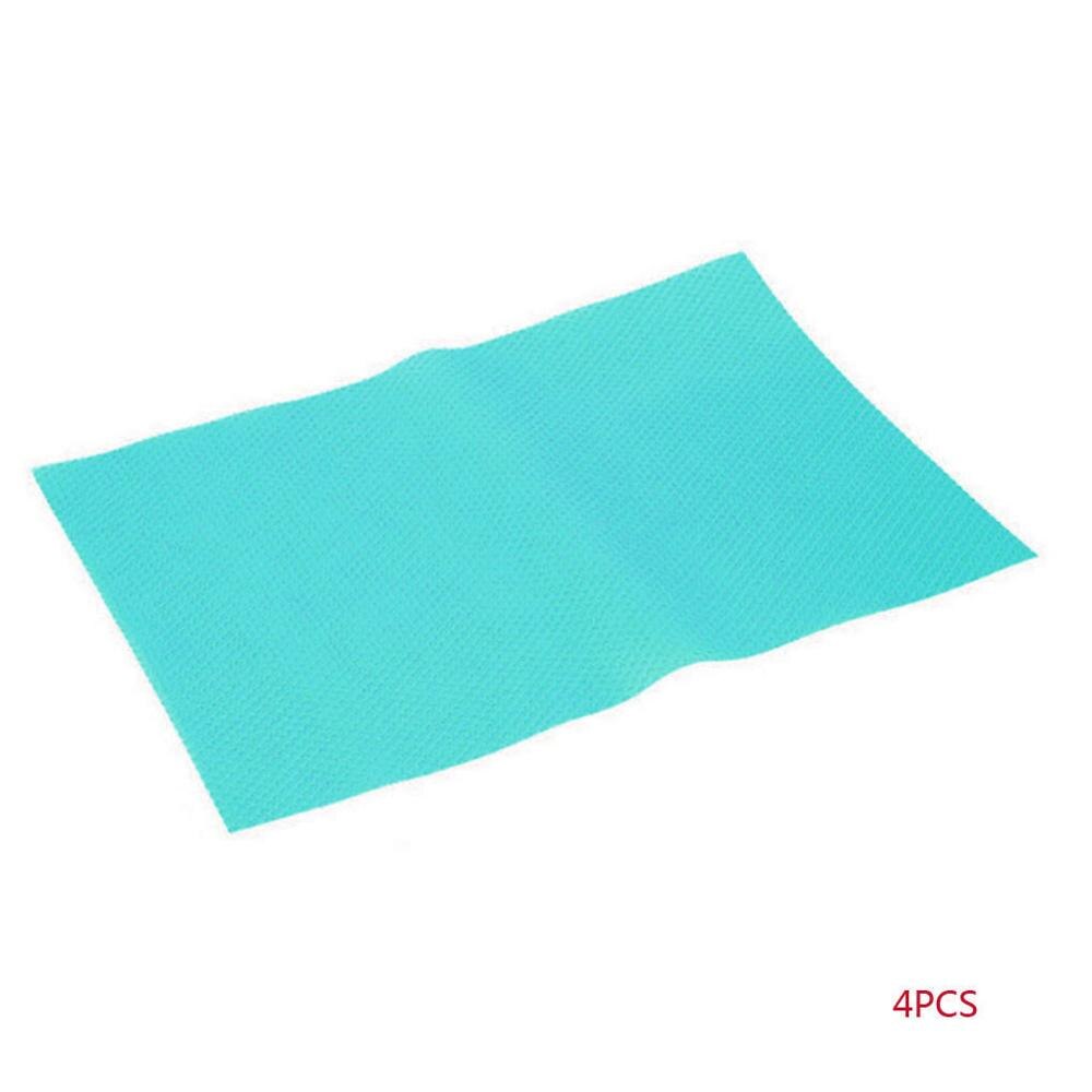 4 stuks/set koelkast waterdichte matten op maat gemaakte matten snijdbare koelkast antibacteriële antifouling pad keukentafel placemat: Blauw
