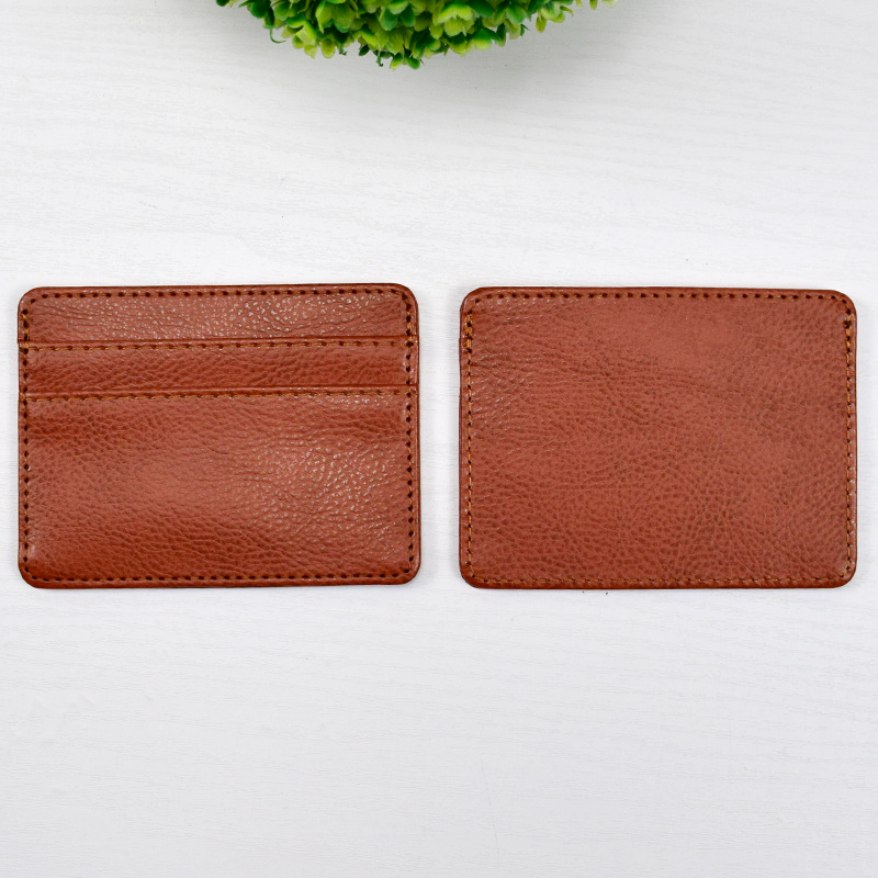 Mode Dunne Lederen Card Cover Bank Zakelijke Creditcard Houder Id-kaart Houder Wallet Case Voor Mannen Vrouwen: Bruin