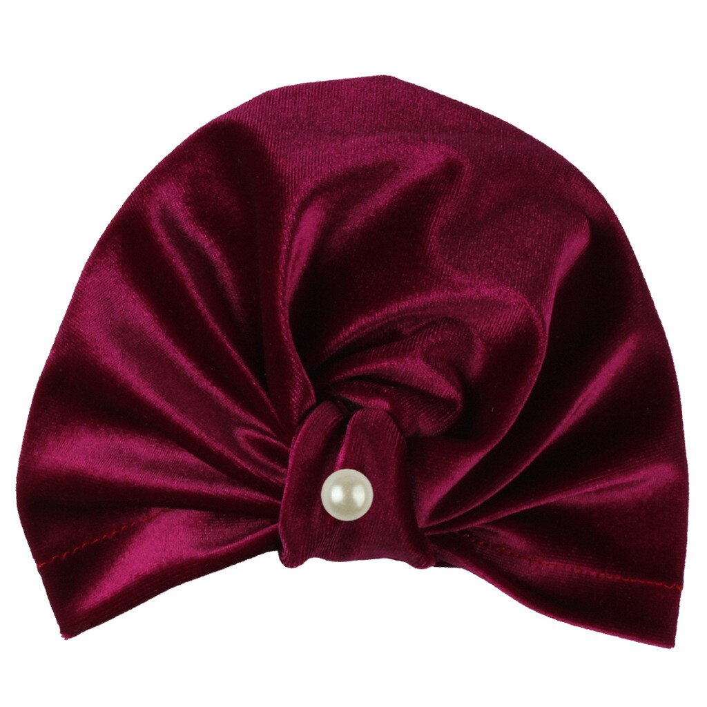 Gorro indio dorado de terciopelo con nudo para niños, Bandanas para niñas y bebés, turbante, diadema con bandas para la cabeza del cabello, accesorios, gorro, Z301