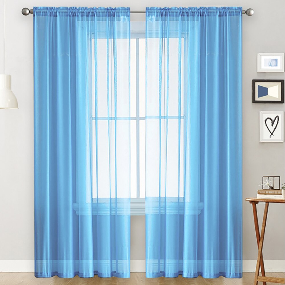 Moderne fenster tüll vorhänge für wohnzimmer schlafzimmer Organza Schleier vorhänge Hotel Dekoration blau weiß rosa grau schier vorhänge