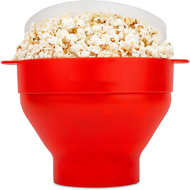 Microwave Silicone Popcorn Maker Food Grade Foldable Kitchen Tools DIY Make Popcorn Makers Bucket Bowl: Red