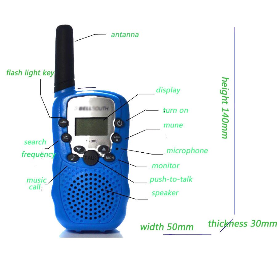 T-388 Dual 2pcs Adjustable Mini Portable LCD 5KM UHF VOX 2-Way Multi Channels Car Auto Radio Wireless Travel Walkie Talkie