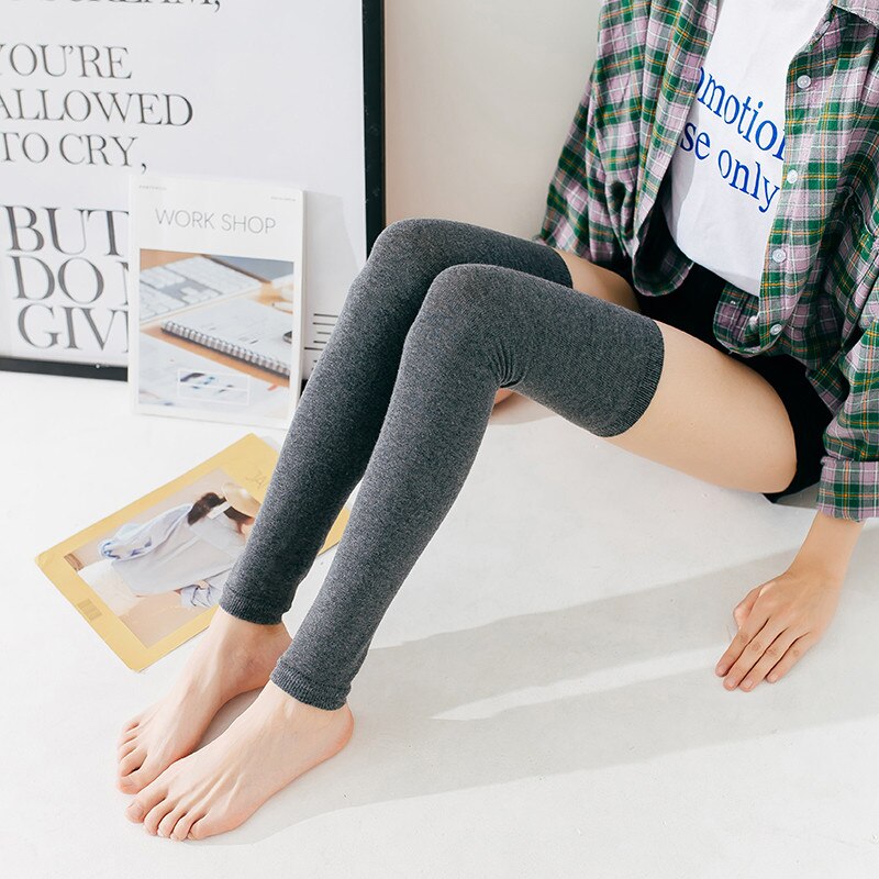 Jambières femmes hiver coton droit garder-genou Simple femmes all-match Style coréen Long au-dessus du genou femme