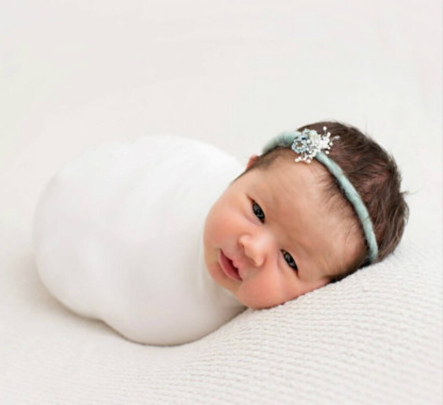 Manta elástica monocromática para fotografía de bebés, trajes para sesión de fotos de recién nacidos, manta para recibir fotos de bebés: White
