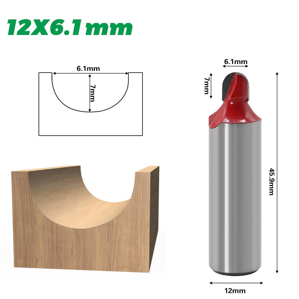 1PC 12mm Shank Core Box Router Bit - 1/4 Radius For Woodworking Cutting Tool