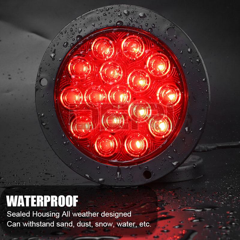 2 Stuks 4Inch Ronde Auto Led-achterlicht 16 Led Side Lights Tail Remlicht Lamp Voor Auto Truck caravan Trailer 4X4 Pickup 12V 24V