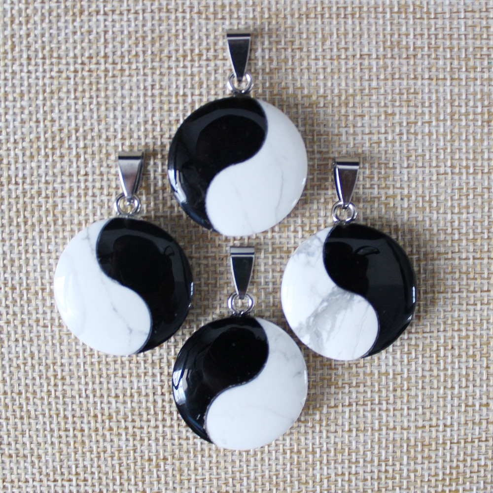 z venta caliente de la buena calidad de la Piedra Natural Tai Chi Yin Yang Encanta los colgantes 4 unids/lote Al Por