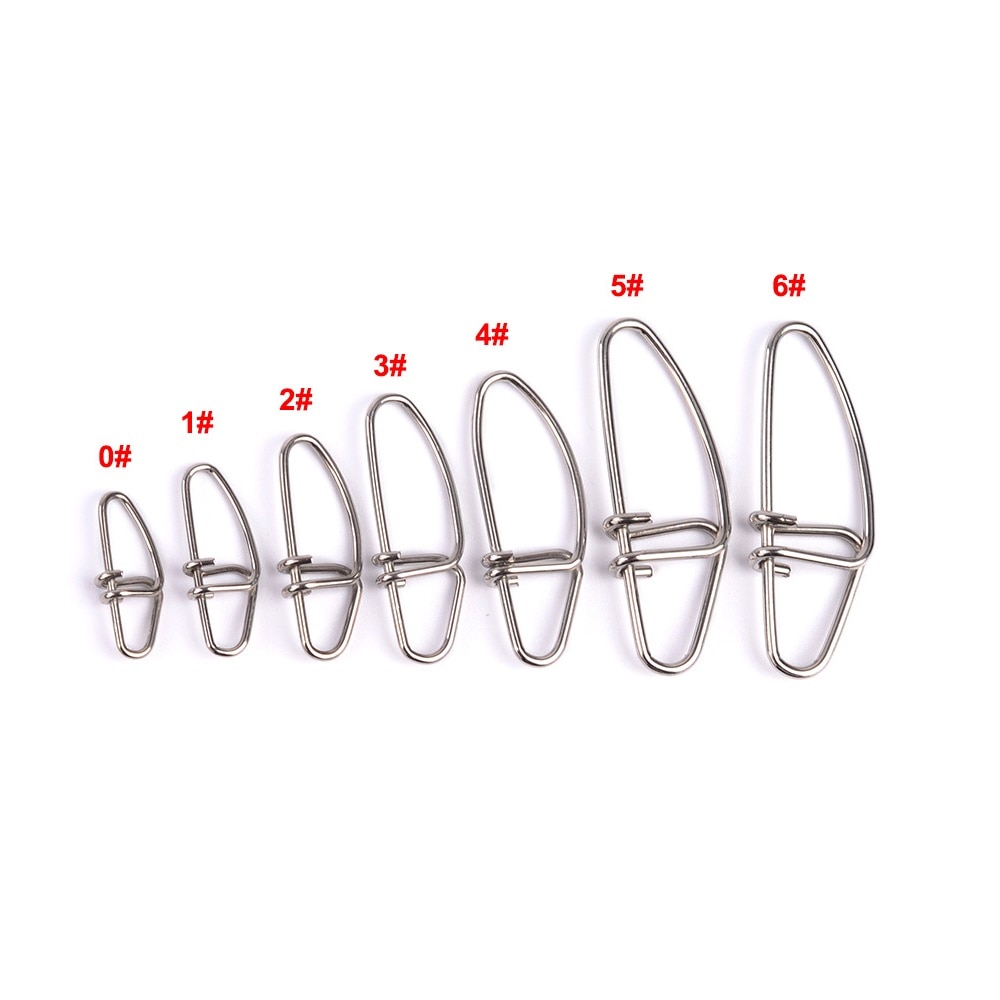 50pcs/bag Stainless Steel Connector Fast Clip Lock Snap Swivel Safety Snaps fishing lure tools pesca hook grip swivel metal