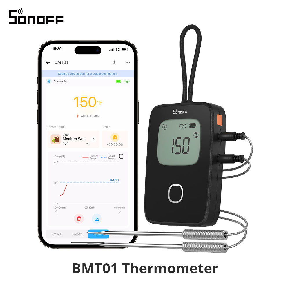SONOFF BMT01 BBQ termometr do mięsa zdalne monitorowanie alarm temperatury grill piekarnik sonda do grillowania współpracuje z aplikacją eWeLink: Bundle1