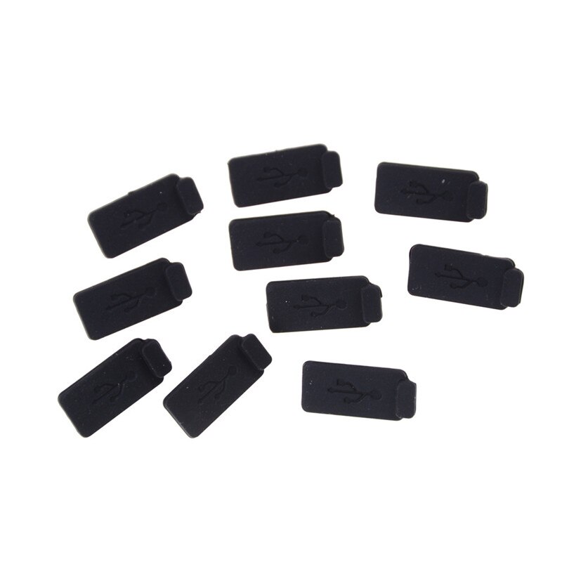 10Pcs Black Pc Laptop Usb Plug Cover Stopper Rubber Soft Silicon Dust Cap