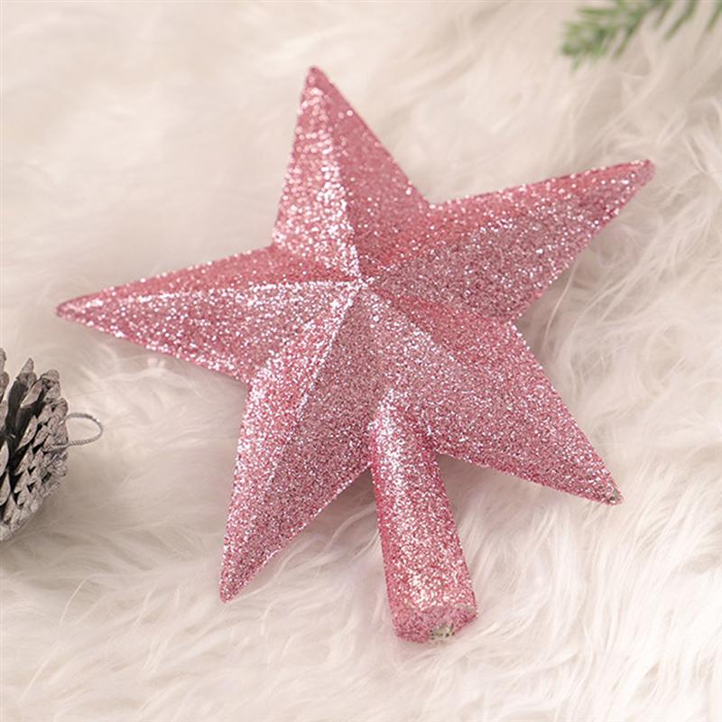 20cm Christmas Tree Sparkle Star Glittering Christmas Tree Topper Decoration Ornaments Home Decor (Pink)