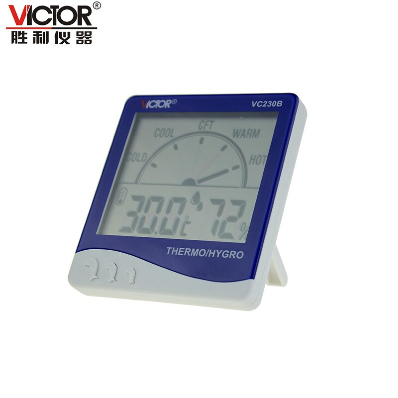 Victor VC230B grote scherm met klok, 12/24 uur systeem, hygrometer, temperatuur digitale meter