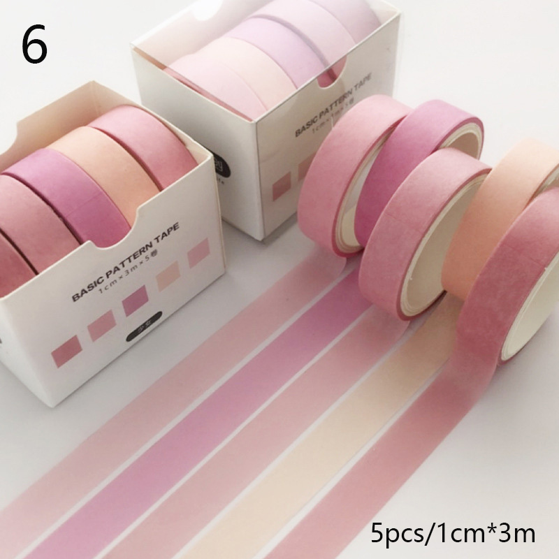 5 unids/set Washi Tape lindo adhesivo de rejilla Color sólido estilo básico cinta adhesiva para pegatinas Scrapbooking DIY álbum de fotos diario: Gris claro
