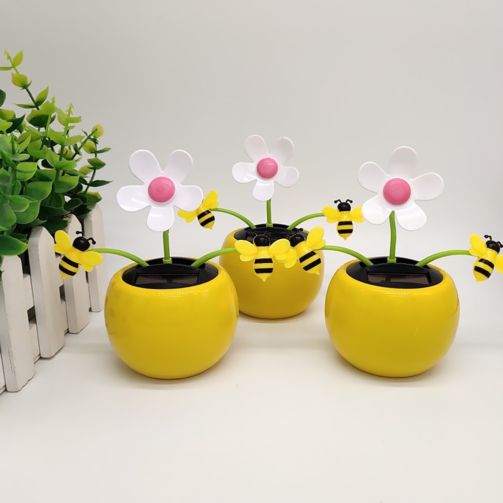 Cute Solar Powered Bobble Insect Honey Bee Car Desk Decor Kids Birthday