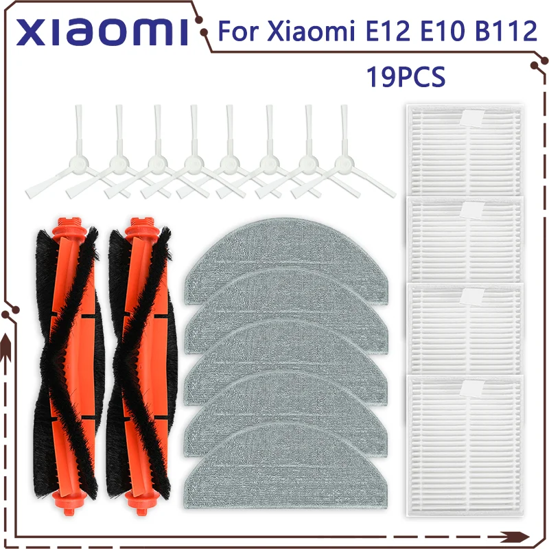 For Xiaomi Vacuum cleaner S20 E12 E10 B112 sweeping robot vacuum cleaner main brush side brush mop cloth HEPA filter spare parts: Clear