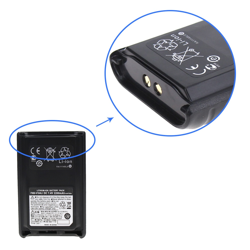 2 x FNB-V104Li 2200mAh Batterij voor Yaesu Vertex Standaard VX-230 VX-231 Radio (s)