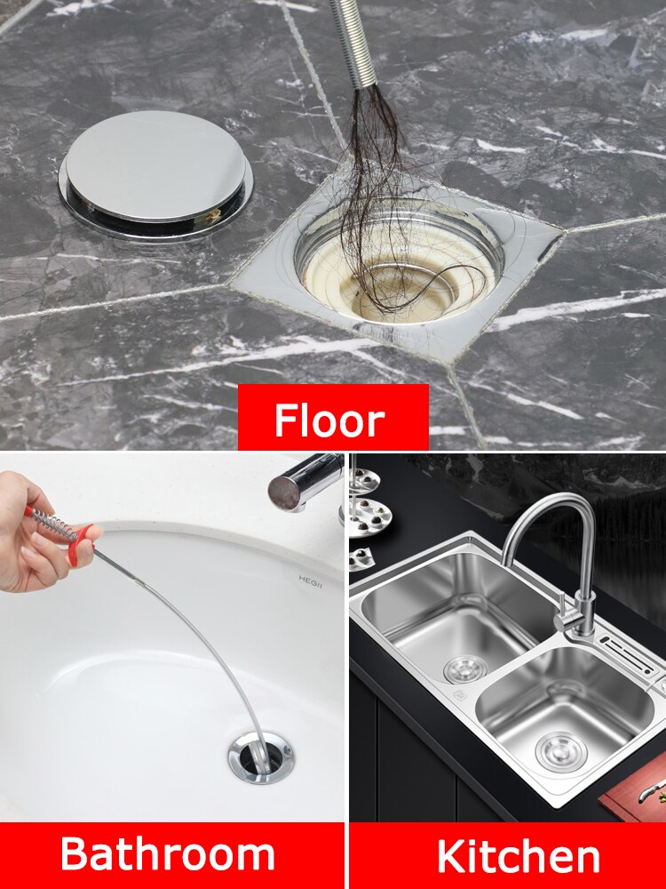 4 Size Pipe Dredging Drain Snake Kitchen Drain Pipe Curve Grabber Dredge Hooks Sink Flexible Unblocker Household Cleaning Tools