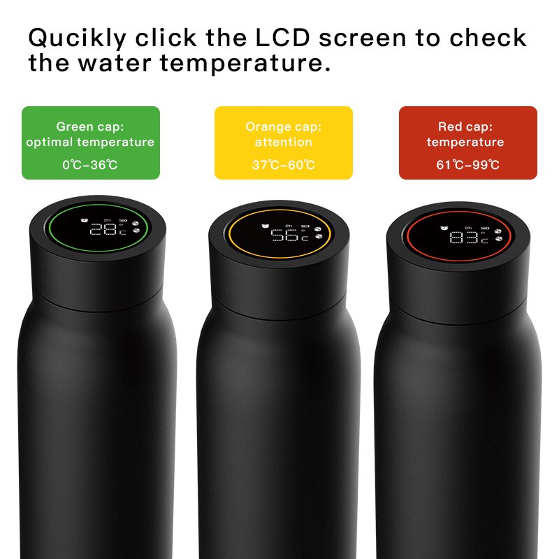 TUYA Smart Water Bottle 24-hour Insulation Cup Drinking Water Monitoring Timing Reminder High-End LCD Thermos Cups