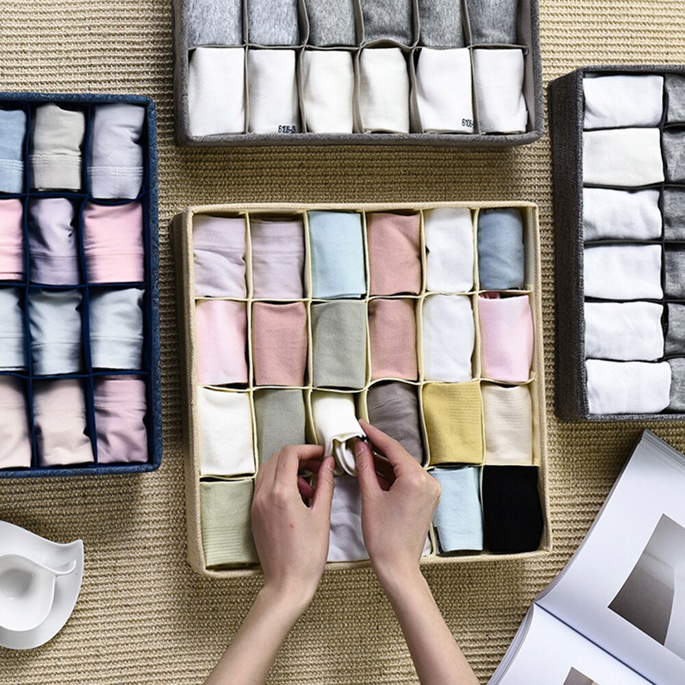 Foldable Underwear Drawer Organizers Dividers Closet Dresser Clothes Storage Organizer Box For Bras Scarves Ties Socks Boxes 1pc