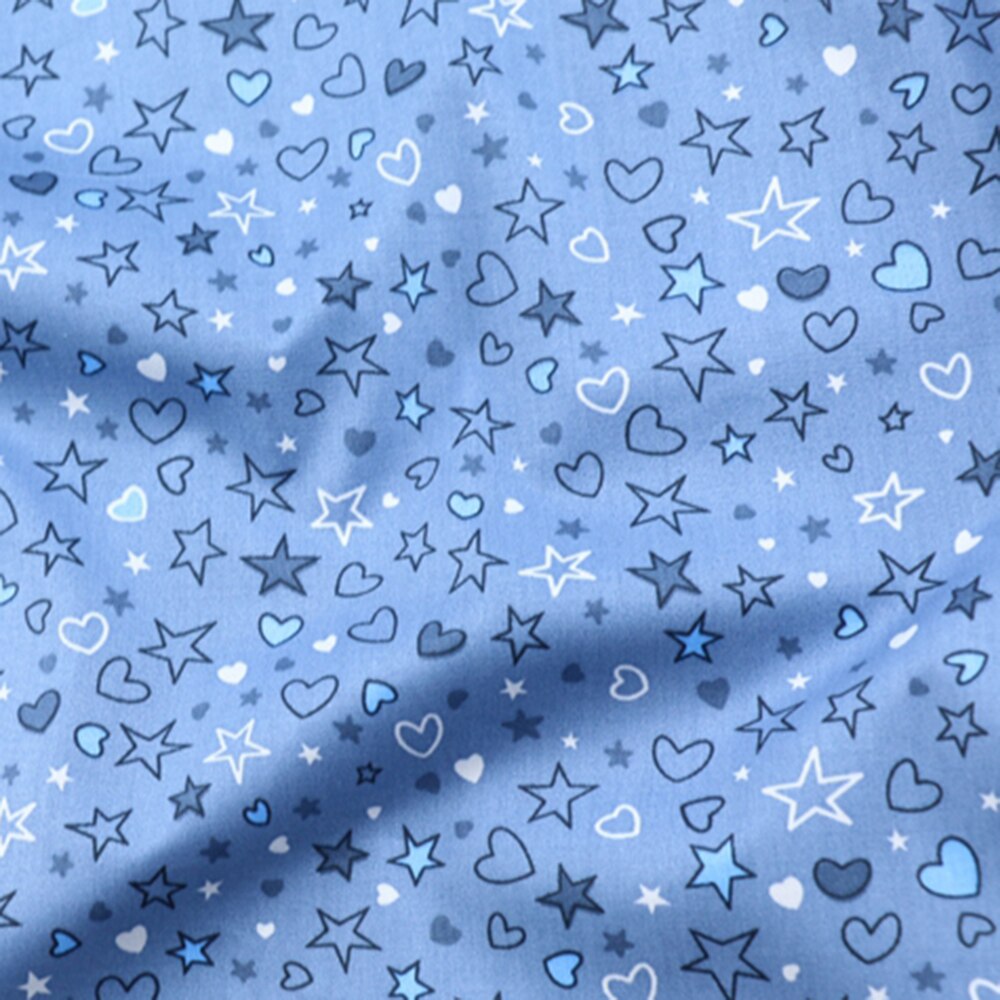 Japansk stof mørkeblå stjerne 100%  bomuldssystof håndlavet klud, gør-det-selv tekstilvæv quiltning sengetøj baby barn stof: Fa200031-4 / 100 x 160cm